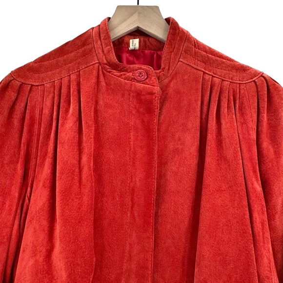 Vintage 70s/80s Suede Bomber Jacket Rust Orange Leather Coat Taiwan | Size M/L - Picture 5 of 15